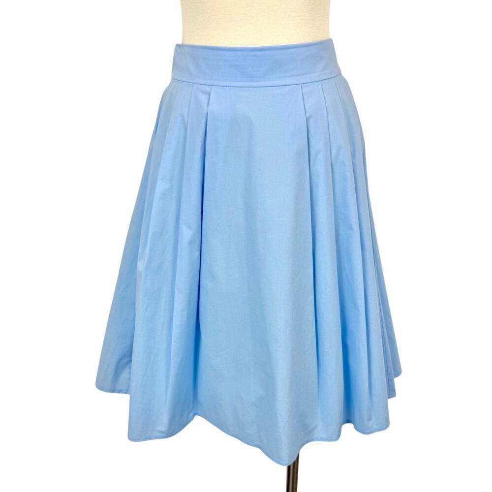 Paule Ka Paris Pleated Skirt A-Line Knee Length Light Blue | Size FR 36 (US 2-4)